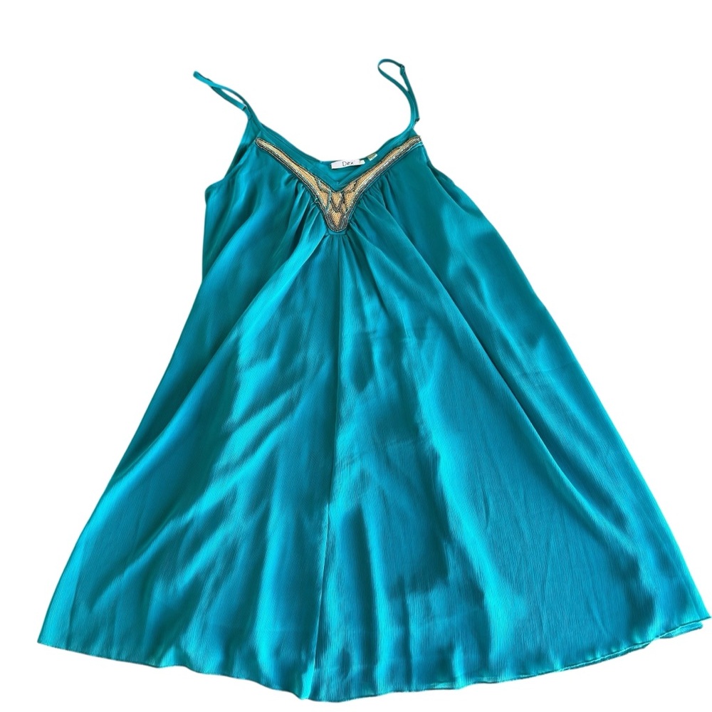 Dex Teal Camisole Dress with Beaded Accent